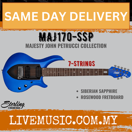 Sterling John Petrucci MAJ170 7-String Electric Guitar Rosewood Fretboard - Siberian Sapphire (MAJ-170)