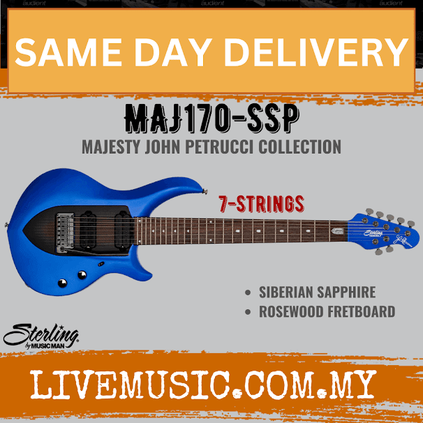 Sterling John Petrucci MAJ170 7-String Electric Guitar Rosewood Fretboard - Siberian Sapphire (MAJ-170)