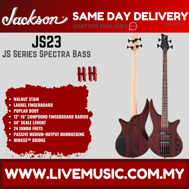 Jackson JS Series JS23 Spectra Bass Guitar, Laurel FB, Walnut Stain
