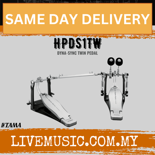 HPDS1TW Dyna-Sync twin bass drum pedal graphic with two pedals