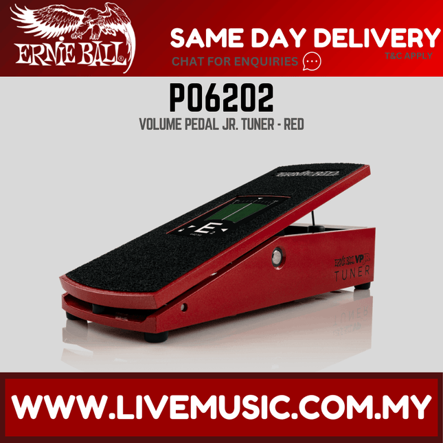 Ernie Ball P06202 VPJR Tuner/Volume Guitar Pedal, Red