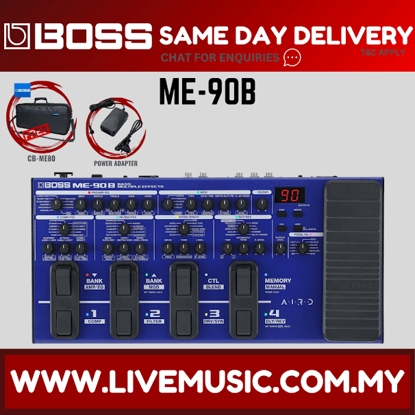 BOSS ME-90B Bass Multi-Effect Pedal With Adapter And Gig Bag ( ME90B / ME 90B )