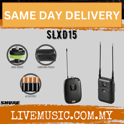 Shure SLXD15 Portable Wireless System With SLXD1 Bodypack Transmitter ( SLXD-15 / SLXD 15 )