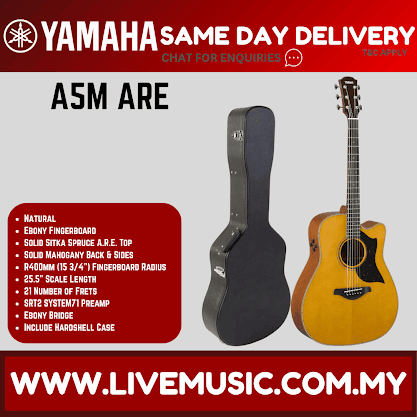Yamaha A5M ARE Dreadnought Cutaway Acoustic-Electric Guitar with Hardcase - Vintage Natural [MADE IN JAPAN] ( A5MARE-VN )
