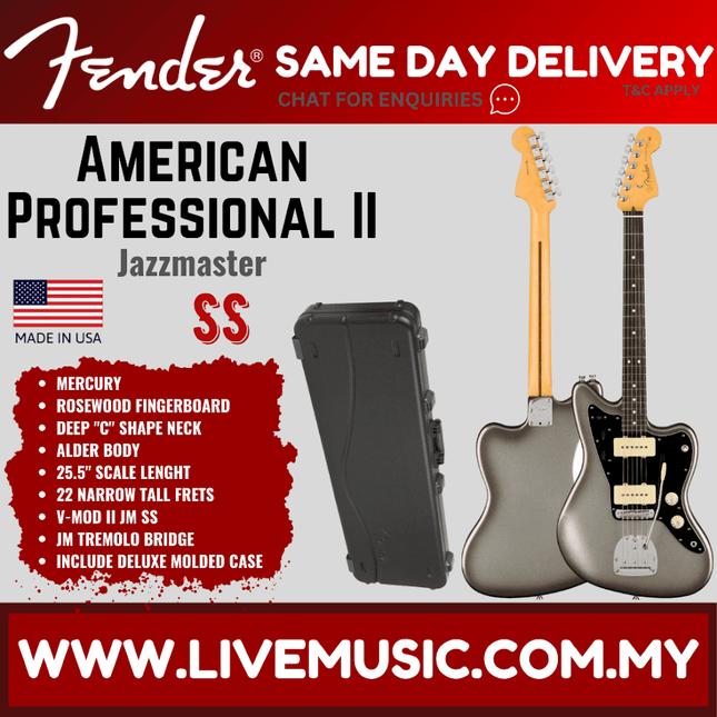 Fender American Professional II Jazzmaster Electric Guitar, Rosewood Fretboard - Mercury