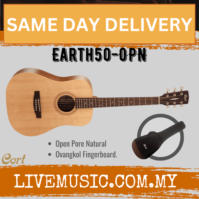 Cort Earth 50 Acoustic Guitar with Gig Bag - Open Pore (Earth50/Earth-50)