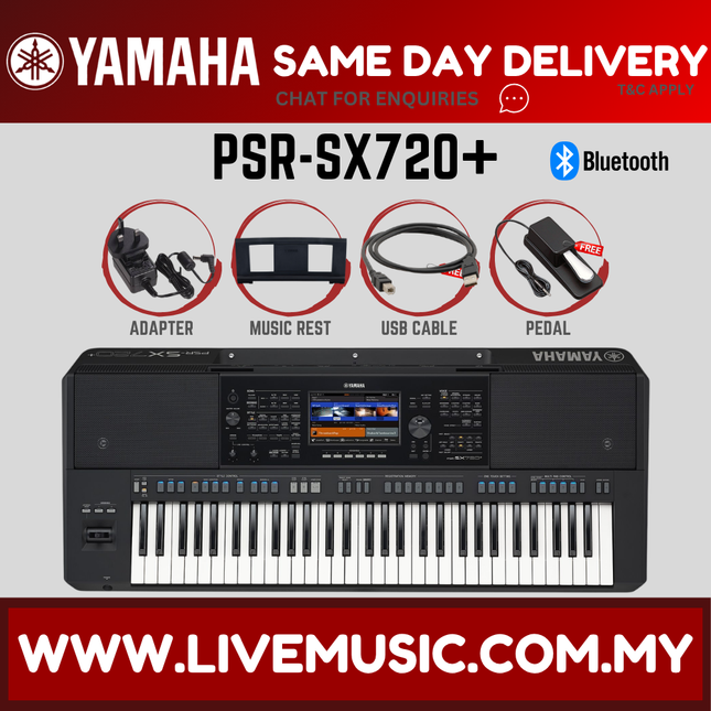 ( NEW MODEL 2026 ) Yamaha PSR-SX720+ 61-key Professional Arranger Workstation w/Accessories ( PSRSX720PLUS / SX720 ) Replace PSR-SX720 SX-720