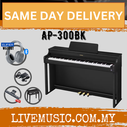 Casio AP-300 88 Key Celviano Digital Piano w/Bench, Headphone & Accessories - Black ( AP300 AP 300 )