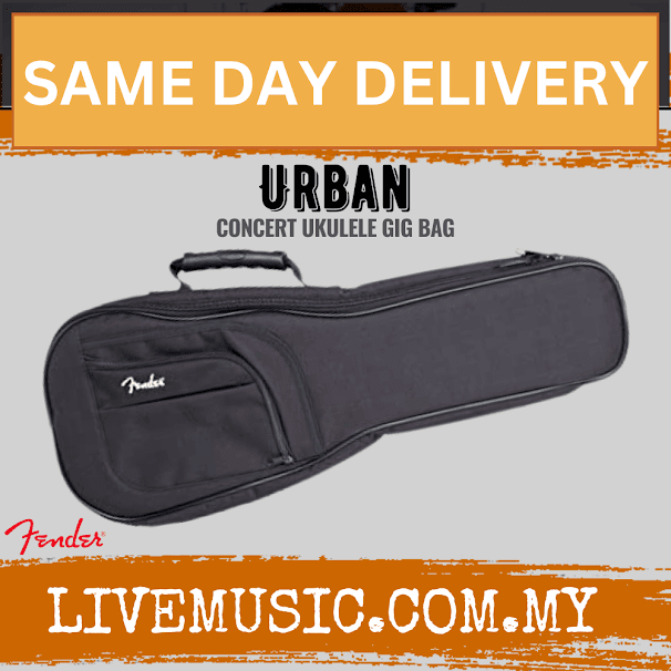 Urban concert ukulele gig bag, dark gray, padded with front zip pocket and handle