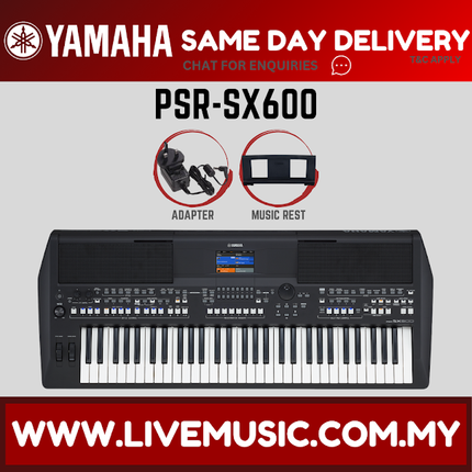 Yamaha PSR-SX600 61-key Arranger Workstation with Keyboard Stand, Pedal And Accessories ( PSRSX600 / PSR SX600 )