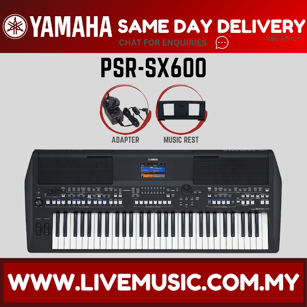 Yamaha PSR-SX600 61-key Arranger Workstation with Keyboard Stand, Pedal And Accessories ( PSRSX600 / PSR SX600 )