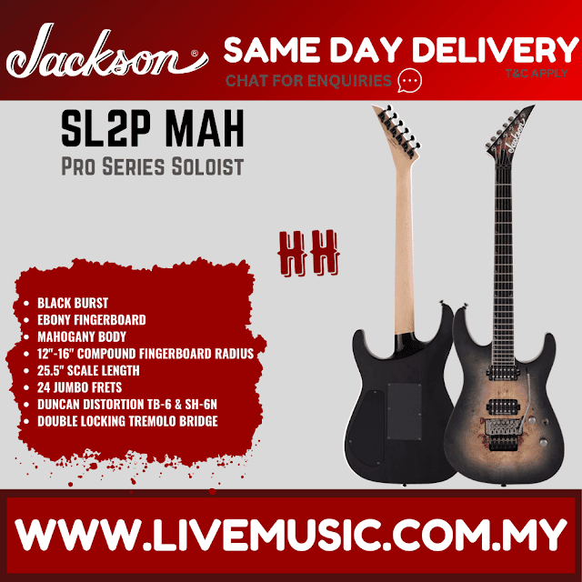 Jackson SL2P MAH Pro Series Soloist Electric Guitar, Ebony Fretboard  - Transparent Black Burst (SL2P-HT/SL2PHT)