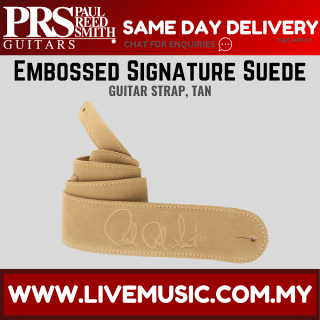 PRS Embossed Signature Suede Guitar Strap - Tan