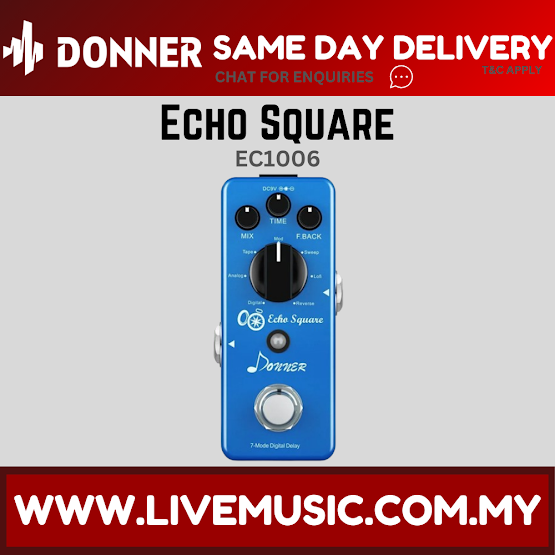 Donner Echo Square Delay Pedal Time Effect with 7 Delay Modes