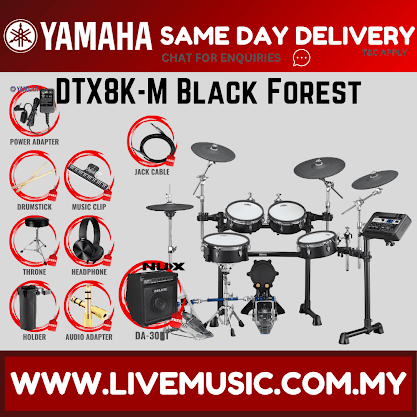 Yamaha DTX8K-M Electronic Drum Set With Laney AH40 And Drum Throne - Black Forest ( DTX8 / DTX8K / DTX8KM )