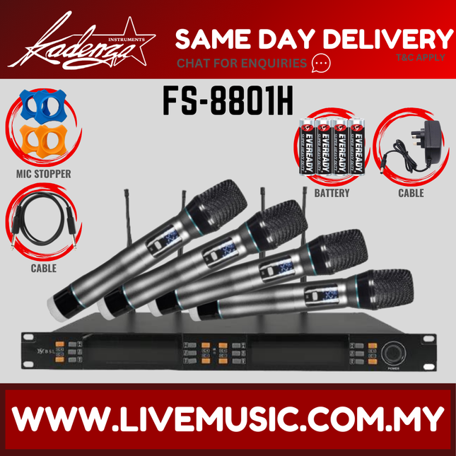 BSL FS-8801H 4 Channel Handheld Wireless Microphone Systems ( FS8801H FS8801 FS-8801 )