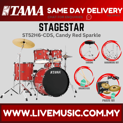Tama Stagestar ST52H6 5-piece Drum Set With Drumsticks and Throne With Paiste 101 Cymbals Set