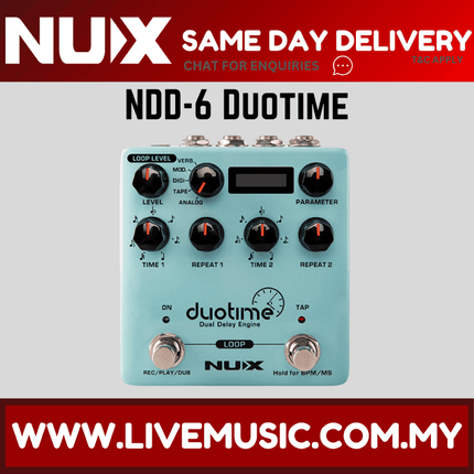 NUX NDD6 Verdugo SRS Duo Time Dual Delay Pedal (NDD-6)