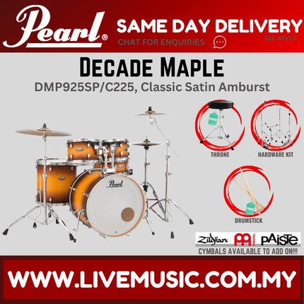Pearl Decade Maple DMP925SP/C 5-Piece Drum Set with Hardware, Drumstick & Throne Without Cymbal Set ( NO CYMBAL )