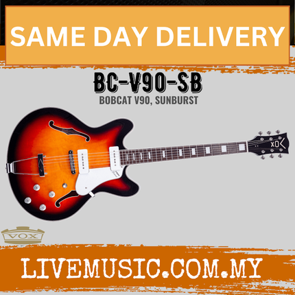 VOX BC-V90-SB BOBCAT V90 Semi-Hollow Body Electric Guitar - Sunburst ( BC V90 SB / BCV90SB )