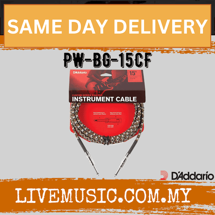 D'Addario Planet Waves PW-BG-15CF Braided Instrument Cable - 15 feet Camouflage (PWBG15CF/DAddario)