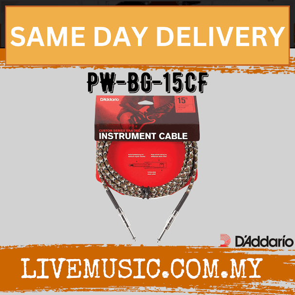 D'Addario Planet Waves PW-BG-15CF Braided Instrument Cable - 15 feet Camouflage (PWBG15CF/DAddario)
