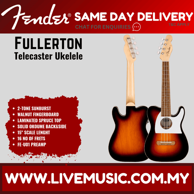 Fender Fullerton Telecaster Ukulele, 2-Tone Sunburst