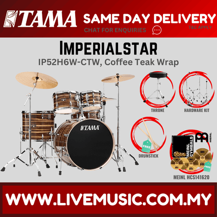 Tama Imperial Star Drum Set with Drum Throne, Imperialstar With HCS141620 Cymbal Set ( IP52H6W )