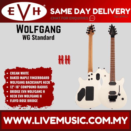EVH Wolfgang Standard Electric Guitar, Maple FB, Cream White