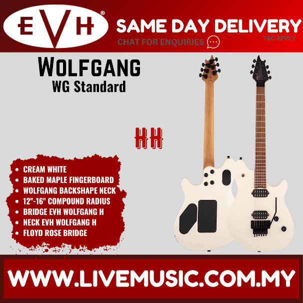 EVH Wolfgang Standard Electric Guitar, Maple FB, Cream White