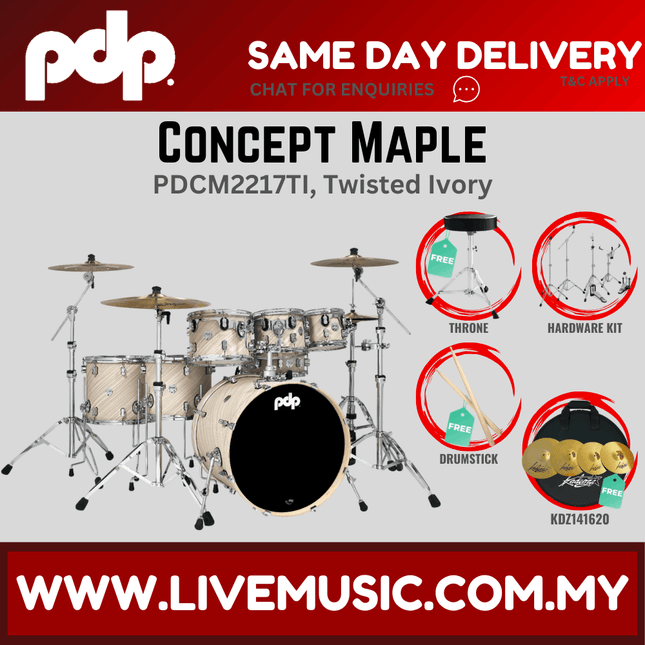 PDP by DW CM7 Concept Maple Shell Pack - 7-piece with KDZ141620 Cymbals - (PDCM2217)
