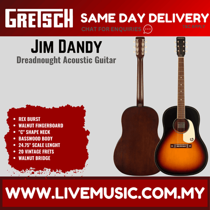 Gretsch Jim Dandy Dreadnought Acoustic Guitar, Rex Burst