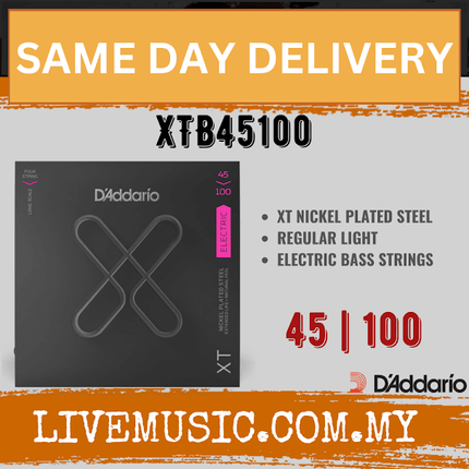 D'Addario XTB45100 XT Nickel Plated Steel Electric Bass String Set (Daddario)