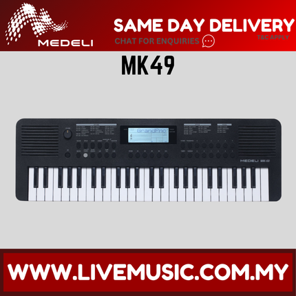 Medeli MK49 49 Keys Portable Keyboard With Adapter - Black