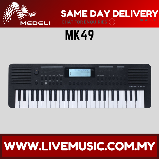 Medeli MK49 49 Keys Portable Keyboard With Adapter - Black