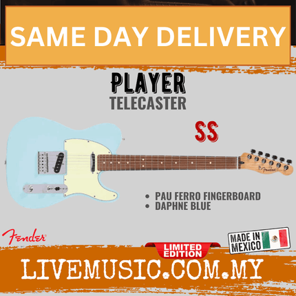 Fender Limited Edition Player Telecaster Electric Guitar, Pau Ferro FB, Daphne Blue