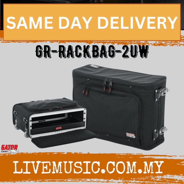 Gator GR-RACKBAG-2UW 2U Lightweight Rack Bag with Tow Handle and Wheels (GRRACKBAG2UW)