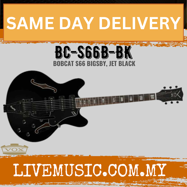 Vox BC-S66B-BK Bobcat Bigsby Electric Guitar - Black ( BCS66B / BC S66B BK / BCS66B BK )