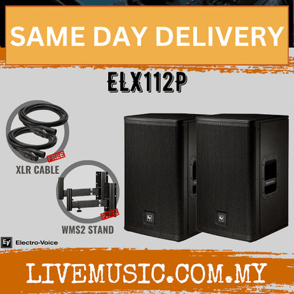 EV Electro-Voice ELX112P 1000W 12" Powered Speaker With Speaker Stand And Cable - Pair ( ELX 112P / ELX-112P )