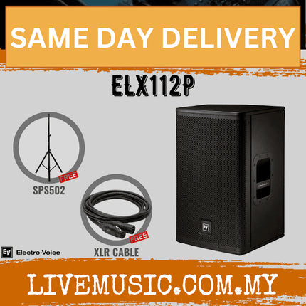 EV Electro-Voice ELX112P 1000W 12" Powered Speaker With Speaker Stand And Cable - Pair ( ELX 112P / ELX-112P )
