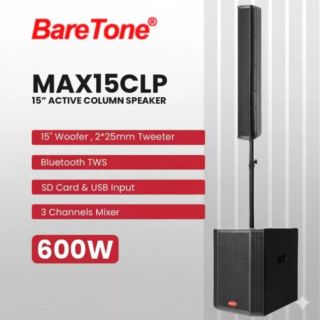 Baretone MAX15CLP 15" Active Column Speaker - Each ( MAX-15CLP MAX 15CLP )