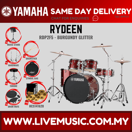Yamaha Rydeen 5-piece RDP2F5 Acoustic Drum Set with Meinl HCS141620 Cymbal Set/Drum Mute/Drumsticks/Drum Stool ( RDP2F5 )