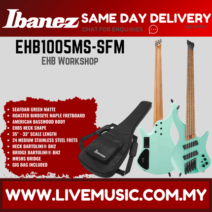 Ibanez Bass Workshop EHB1005MS 5-String Headless Bass Guitar - Sea Foam Green Matte (EHB1005MS-SFM)
