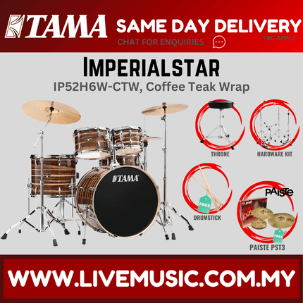 Tama Imperial Star Drum Set with Drum Throne, Imperialstar With Paiste PST3 Cymbal Set ( IP52H6W )