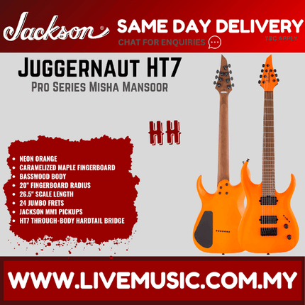 Jackson HT7 - Pro Series Misha Mansoor Juggernaut Electric Guitar - Neon Orange (HT-7/HT 7)