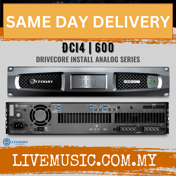 Crown DCi 4|600 Four-channel, 600W @ 4Ω Analog Power Amplifier, 70V/100V ( DCi-4|600 / DCi4|600 )