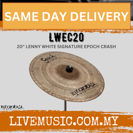 Bronze 20-inch crash cymbal with stamped markings, mounted on a cymbal stand