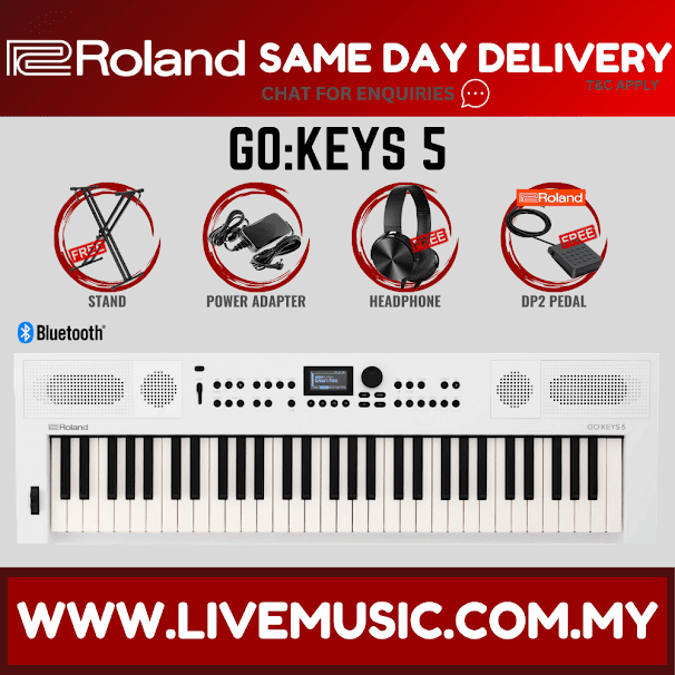Roland GO:KEYS 5 61-Key Music Creation Keyboard With Keyboard Stand Adapter - White ( GO-61K / GO-KEYS5 / GOKEYS5 / GOKEYS )