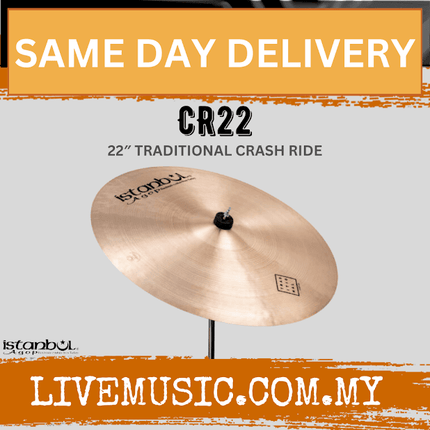 Istanbul Agop CR22 22in traditional crash ride cymbal, natural bronze, mounted