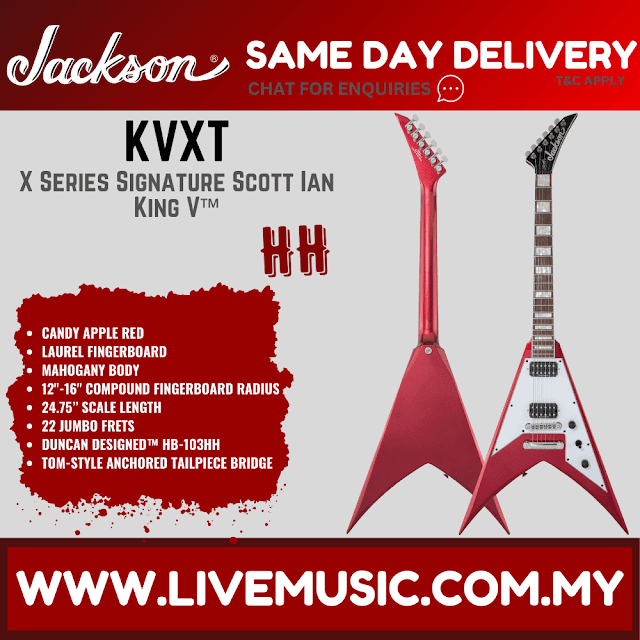 Jackson X Series Signature Scott Ian King V KVXT Electric Guitar, Laurel FB, Candy Apple Red